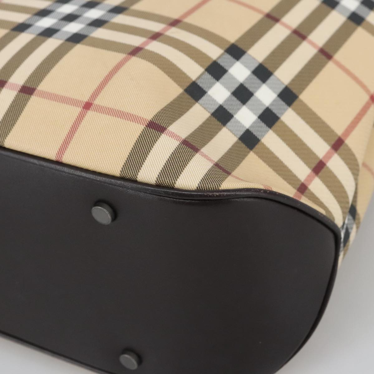 BURBERRY Nova Check Hand Bag PVC Beige Auth 103797