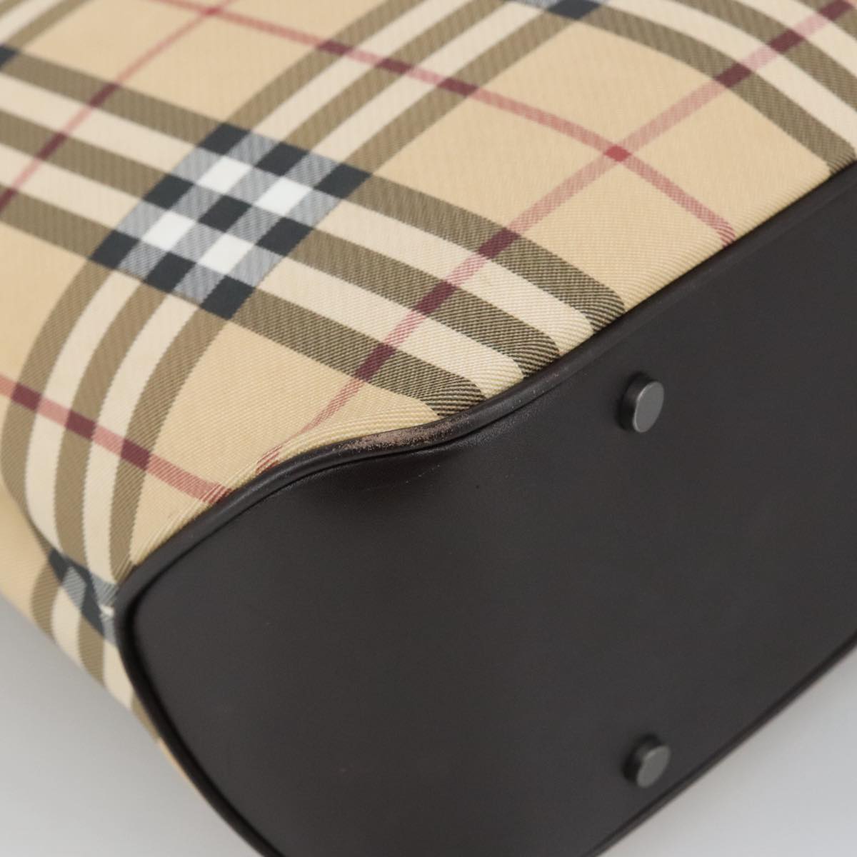 BURBERRY Nova Check Hand Bag PVC Beige Auth 103797