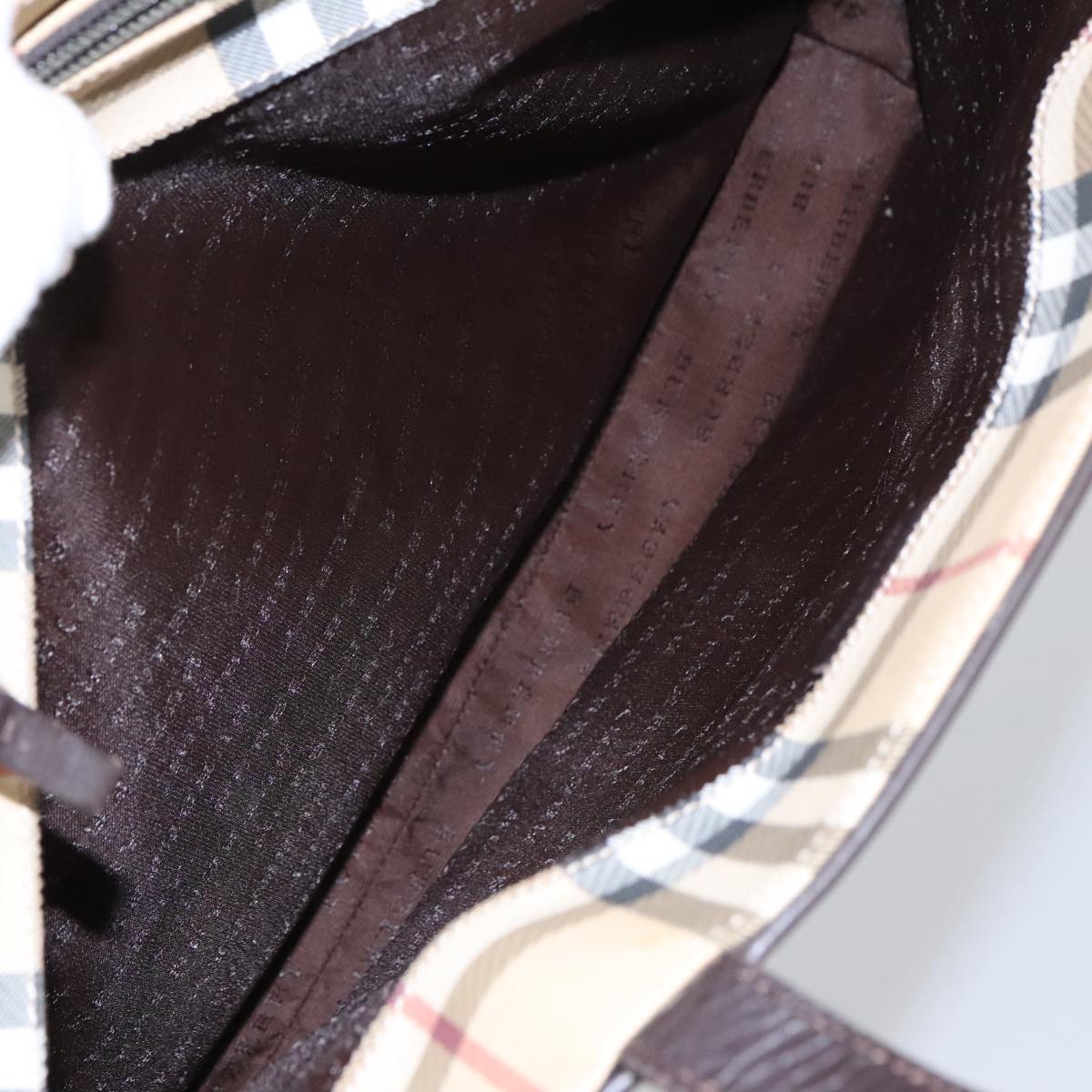 BURBERRY Nova Check Hand Bag PVC Beige Auth 103797