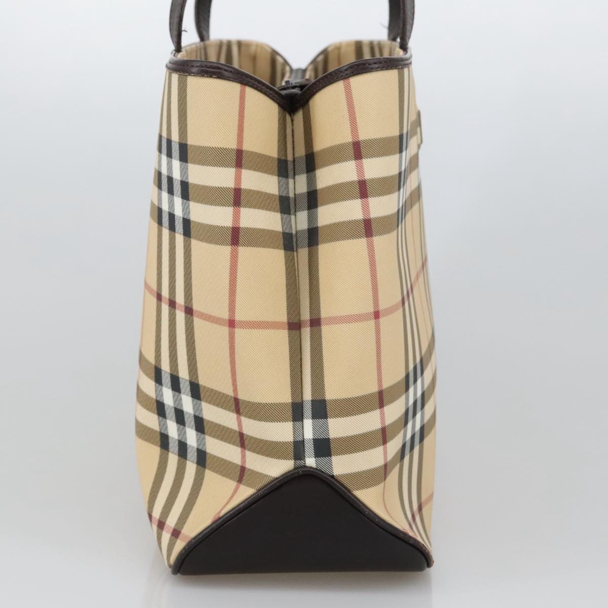 BURBERRY Nova Check Hand Bag PVC Beige Auth 103797