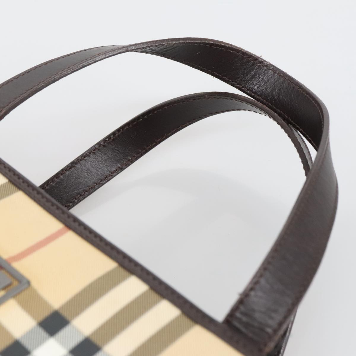 BURBERRY Nova Check Hand Bag PVC Beige Auth 103797