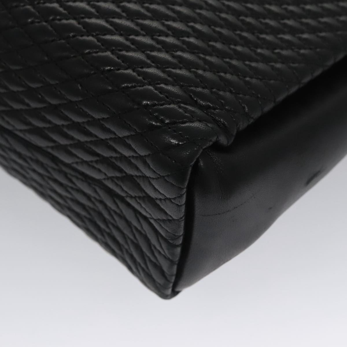 BALLY Chain Shoulder Bag Leather Black Gold Auth 103837