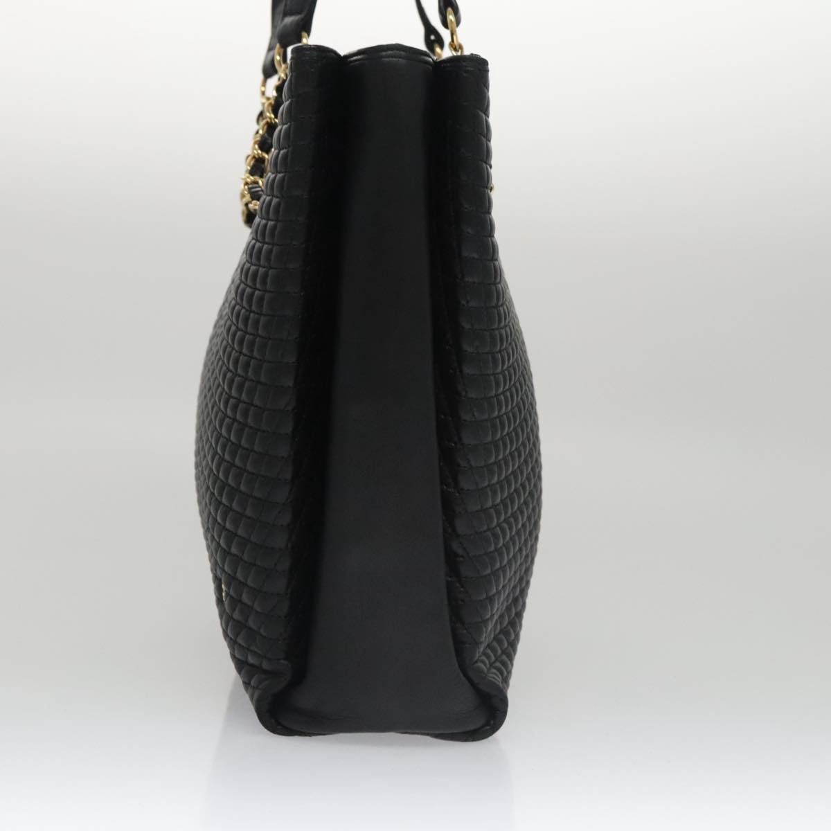 BALLY Chain Shoulder Bag Leather Black Gold Auth 103837