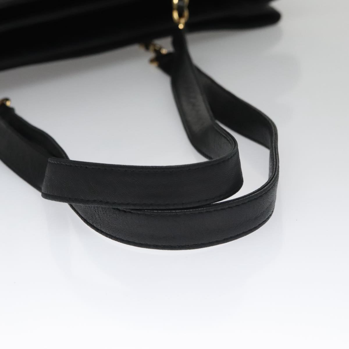 BALLY Chain Shoulder Bag Leather Black Gold Auth 103837