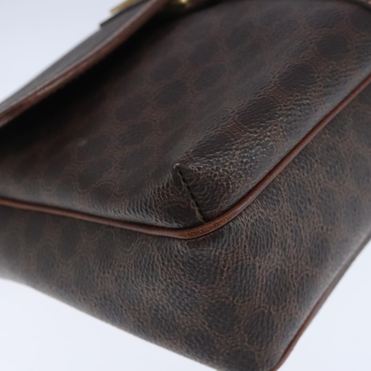 CELINE Macadam Canvas Shoulder Bag PVC Leather Brown Gold Auth 103934