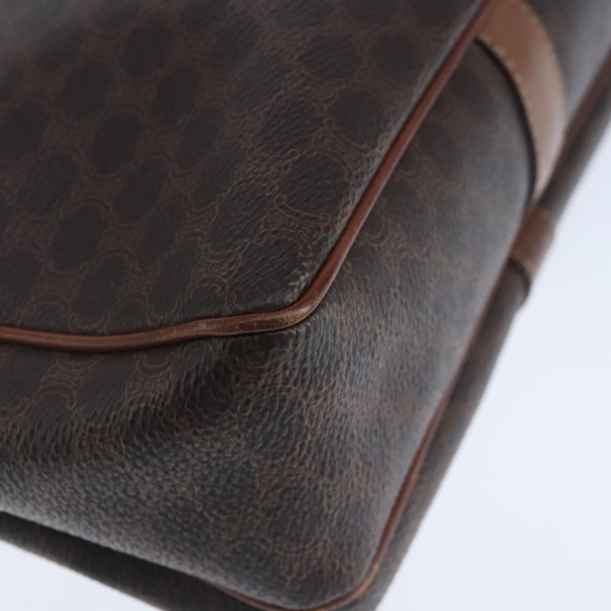 CELINE Macadam Canvas Shoulder Bag PVC Leather Brown Gold Auth 103934