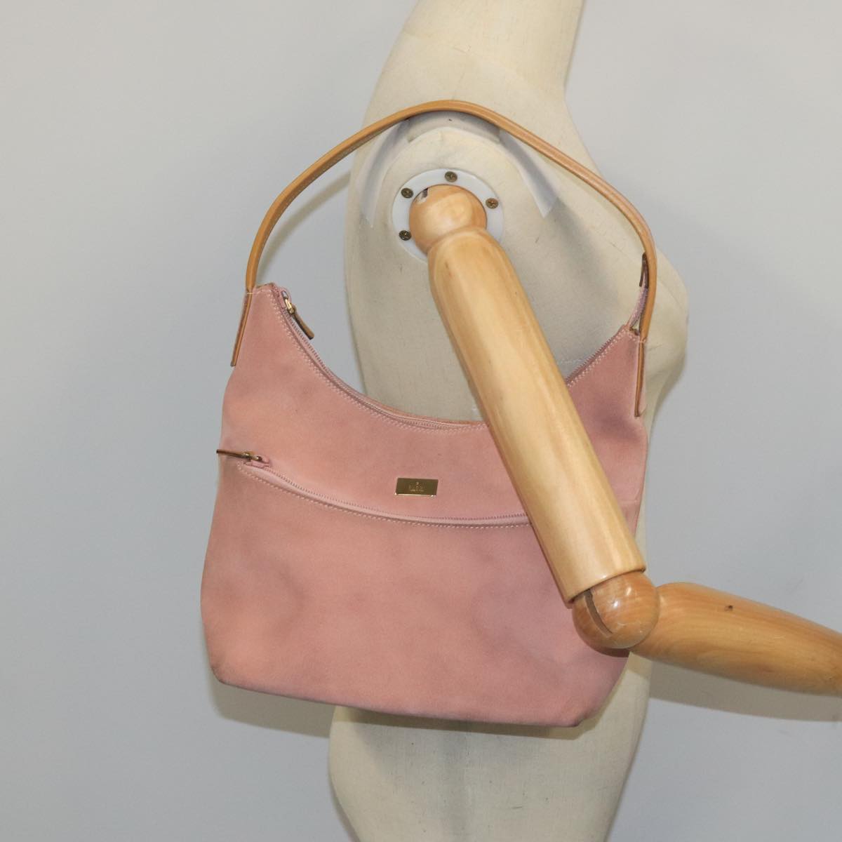 GUCCI Hand Bag Suede Pink Gold 001 3386 1705 Auth 103940