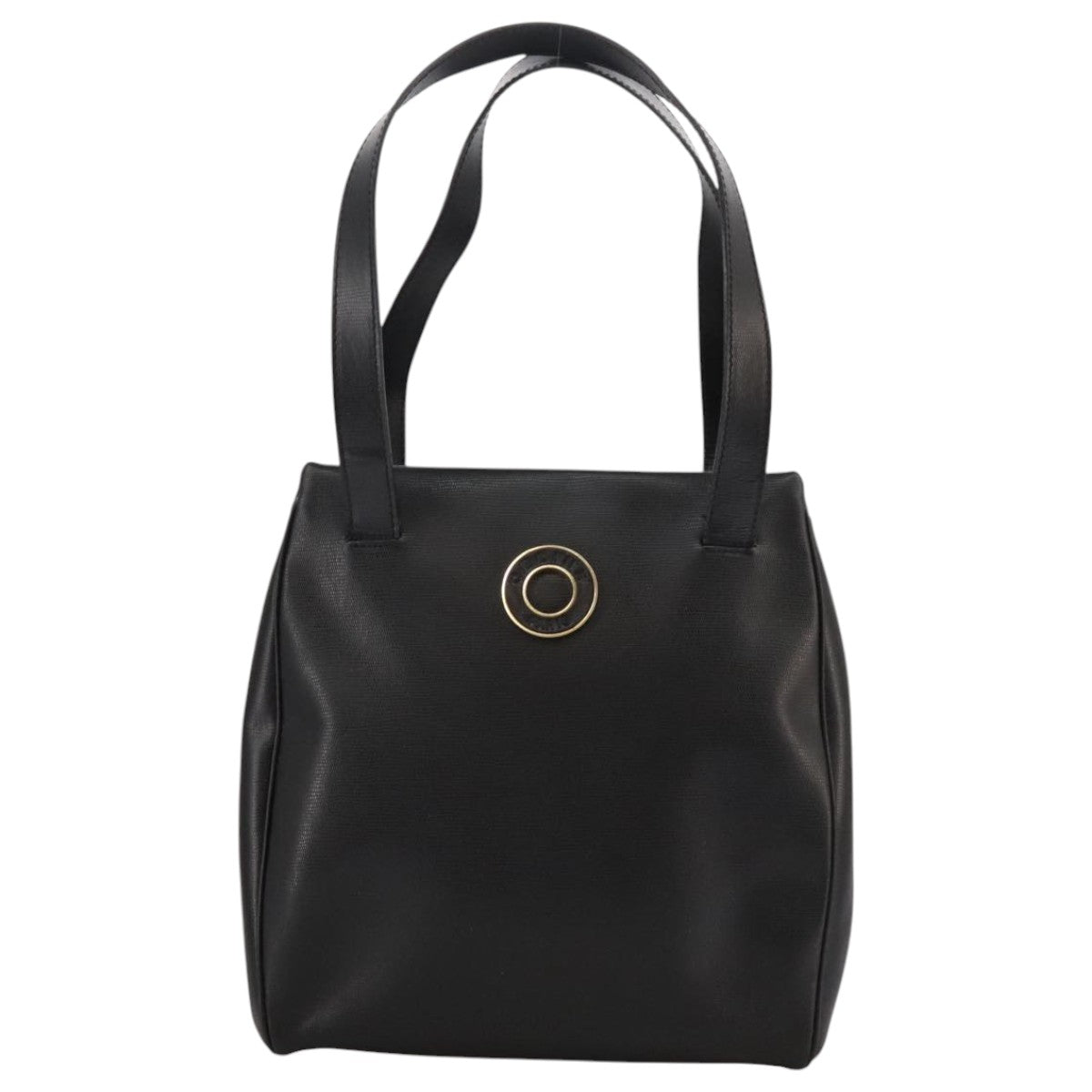 CELINE Hand Bag Leather Black Gold Auth 104068