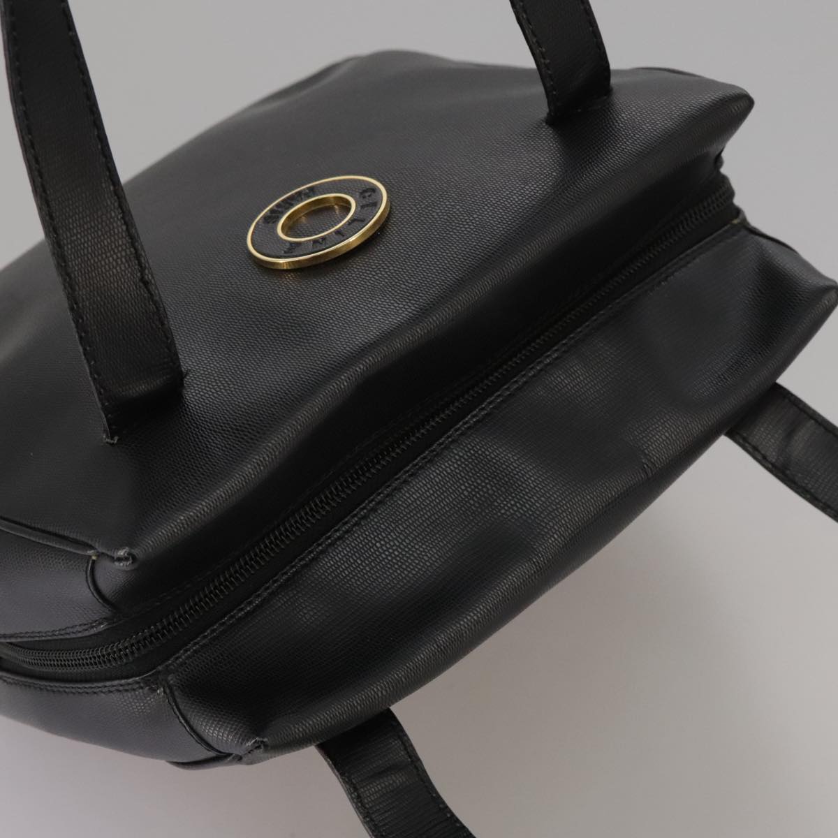 CELINE Hand Bag Leather Black Gold Auth 104068