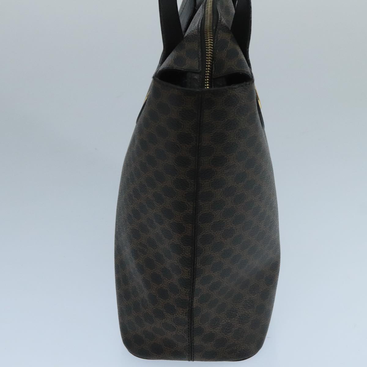 CELINE Macadam Canvas Hand Bag PVC Leather Black Gold Auth 104108