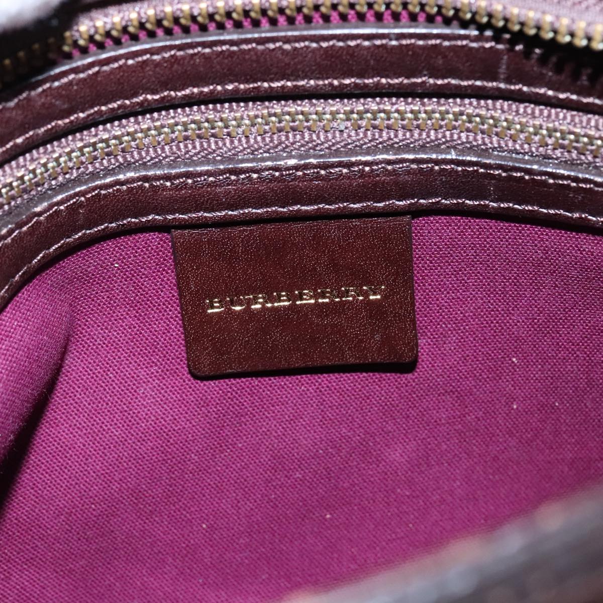 BURBERRY Nova Check Shoulder Bag Wool Green Brown Gold Auth 104129