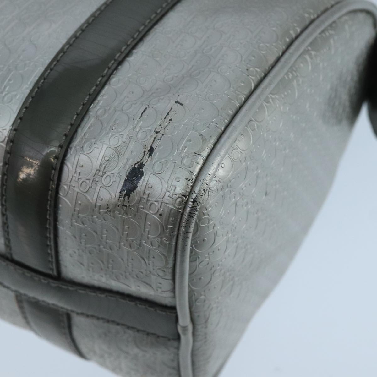 Christian Dior Trotter Canvas Hand Bag Silver Auth 104146