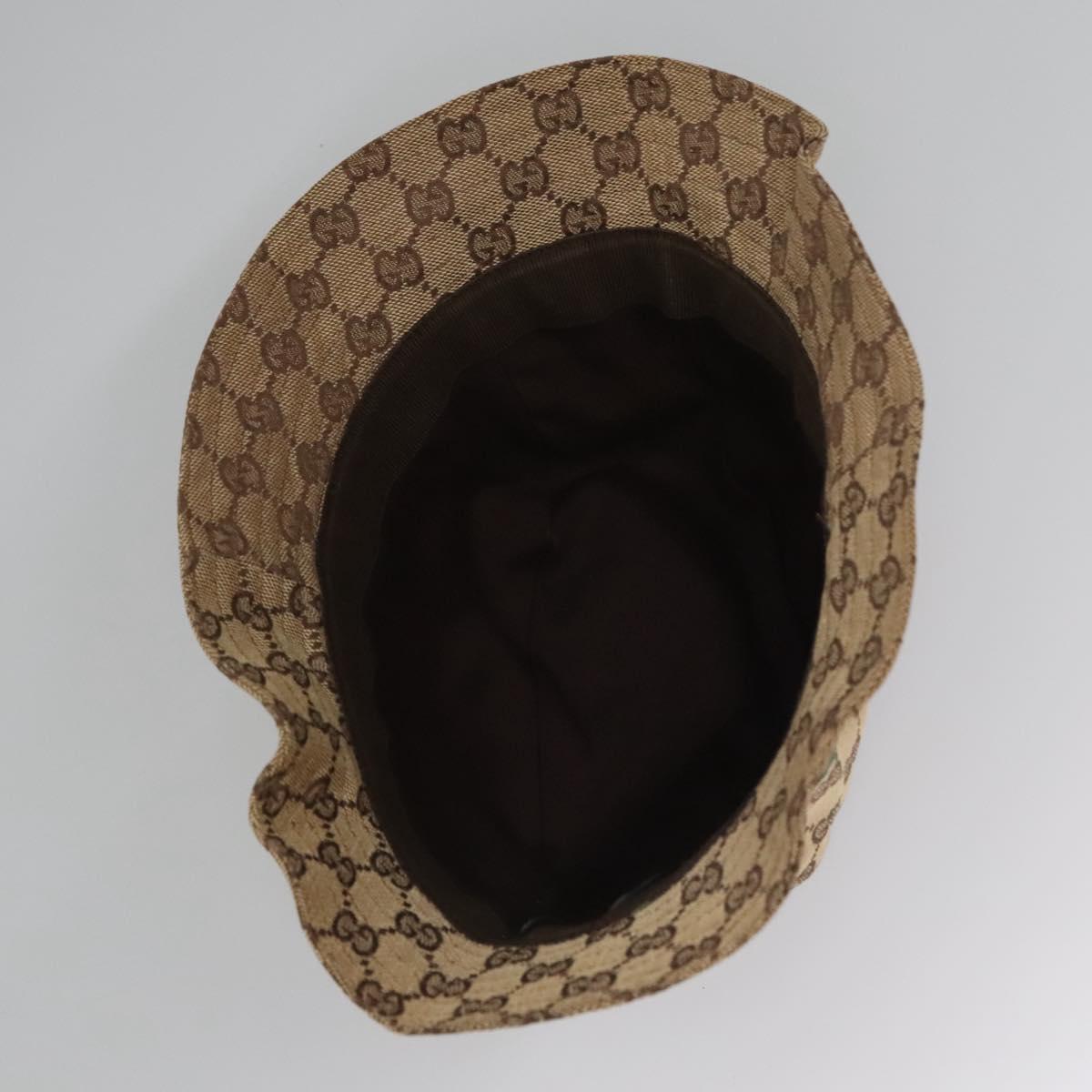 GUCCI GG Canvas Bucket Hat Web Sherry Line L Beige Green Red Auth 104161