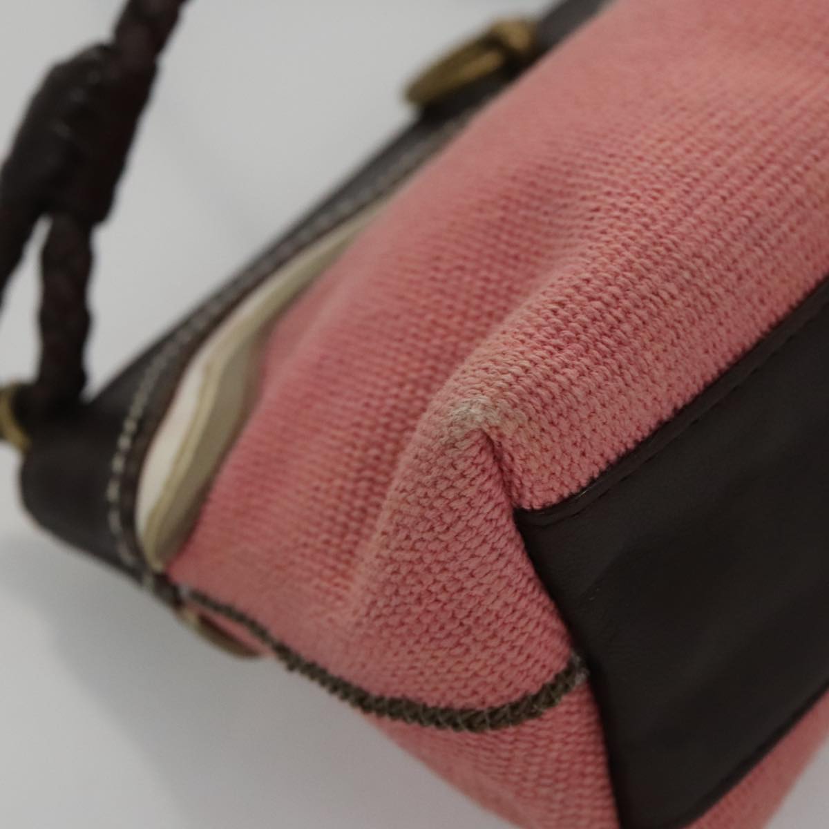 BOTTEGA VENETA Shoulder Bag Canvas Pink Auth 104216