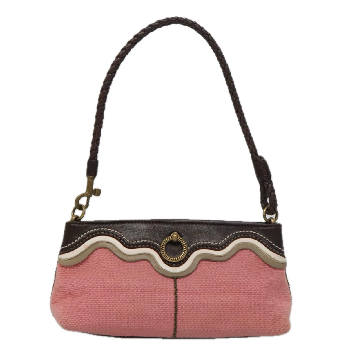 BOTTEGA VENETA Shoulder Bag Canvas Pink Auth 104216