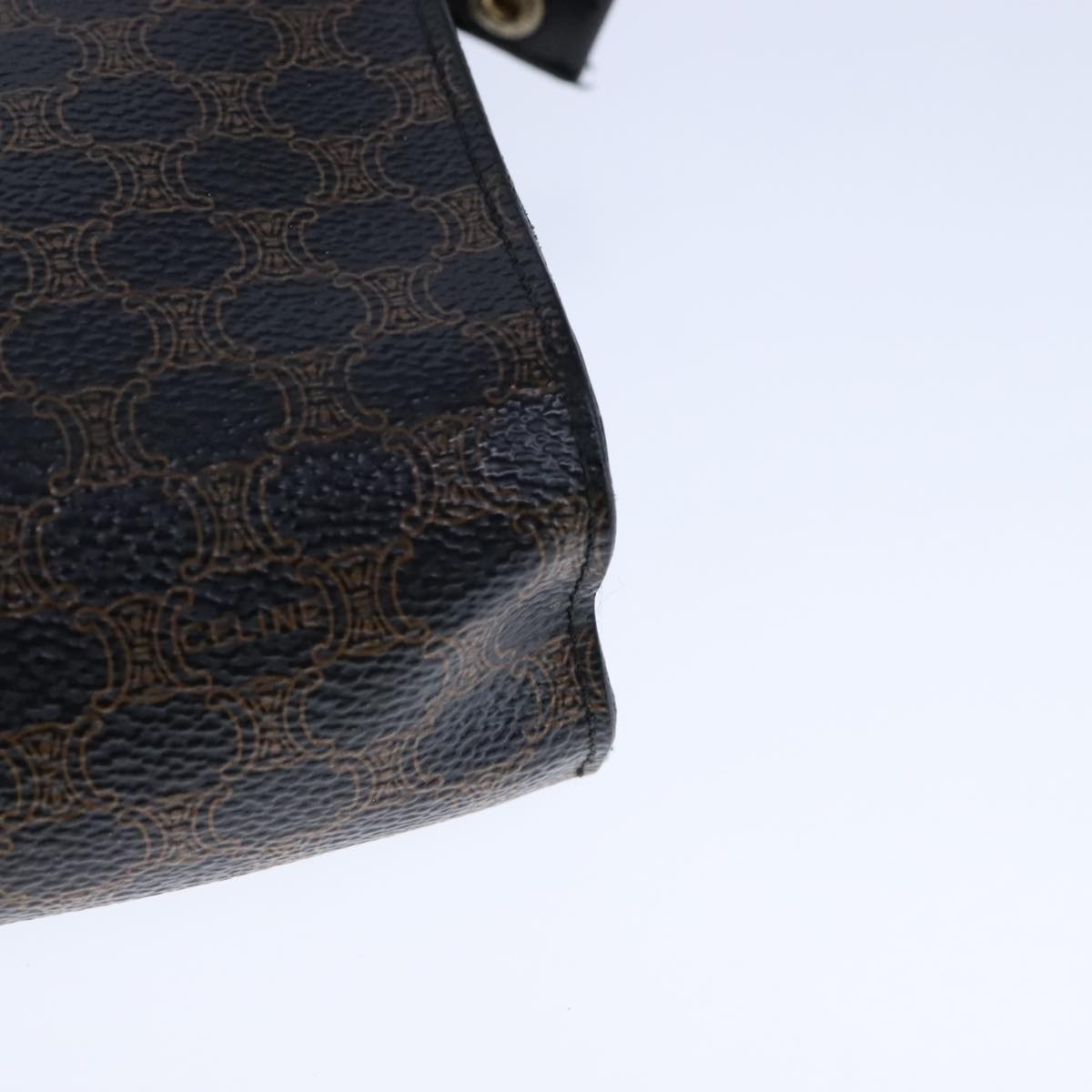 CELINE Macadam Canvas Shoulder Bag PVC Leather Black Auth 104219