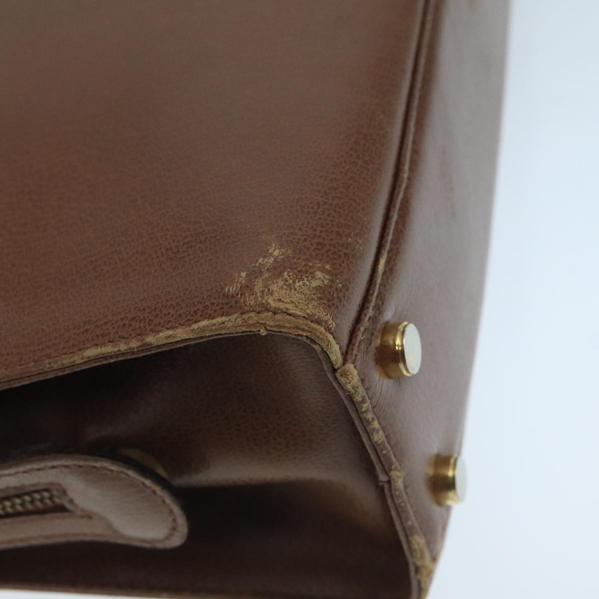 Salvatore Ferragamo Hand Bag Leather Brown Gold Auth 104228