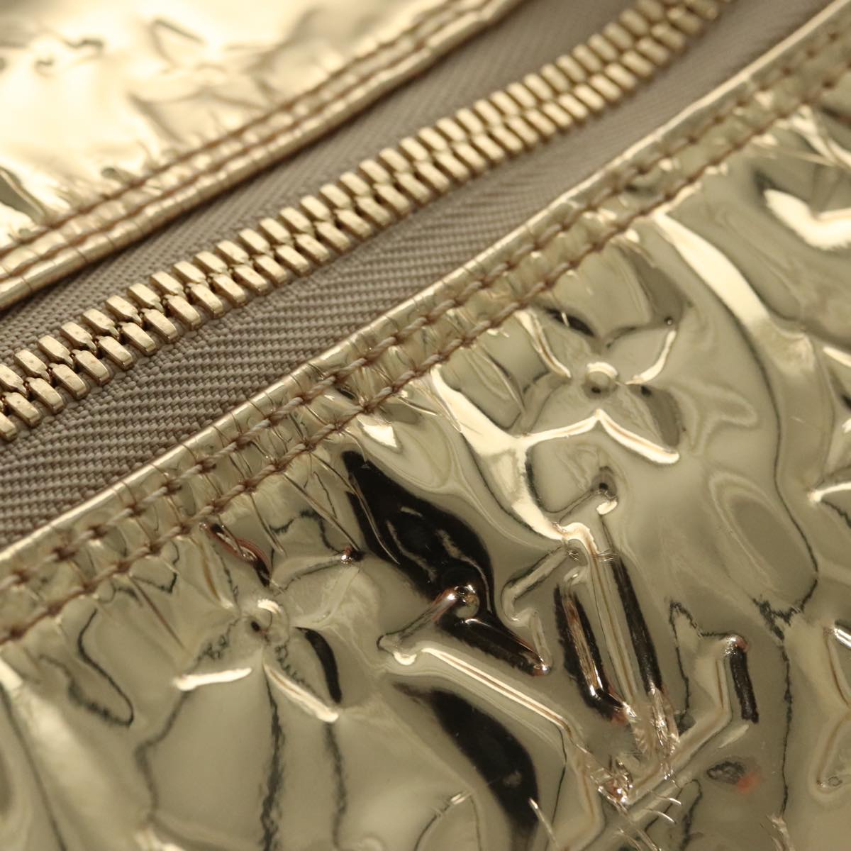 LOUIS VUITTON Monogram Miroir Keepall 55 Boston Bag Gold LV Auth 104239S