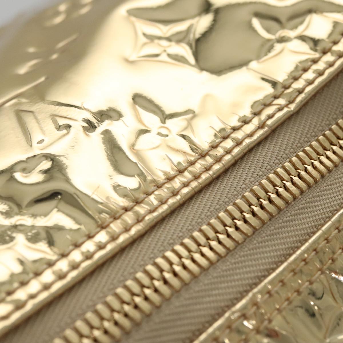 LOUIS VUITTON Monogram Miroir Keepall 55 Boston Bag Gold LV Auth 104239S