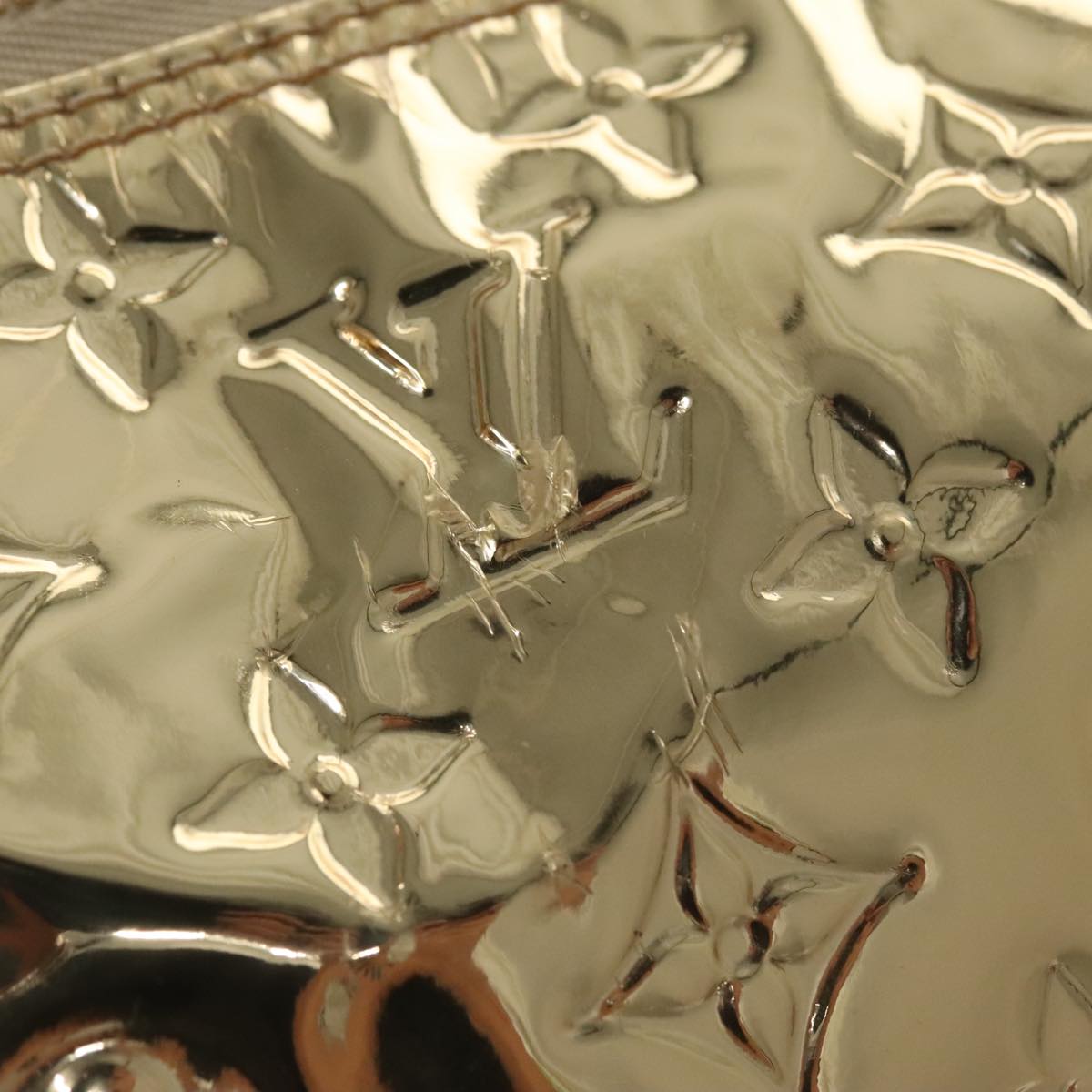 LOUIS VUITTON Monogram Miroir Keepall 55 Boston Bag Gold LV Auth 104239S