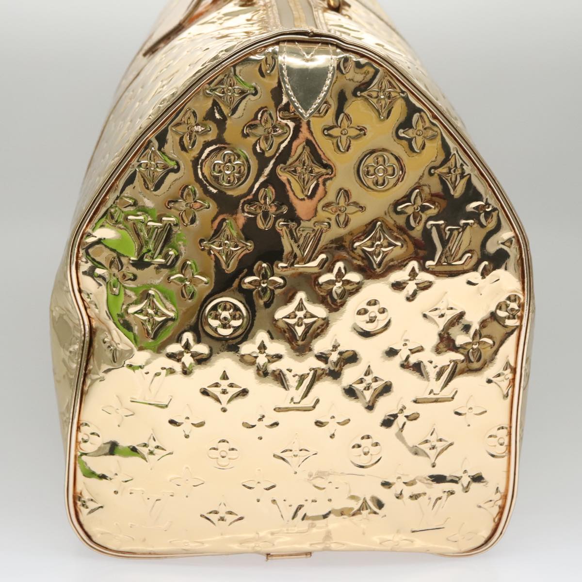 LOUIS VUITTON Monogram Miroir Keepall 55 Boston Bag Gold LV Auth 104239S