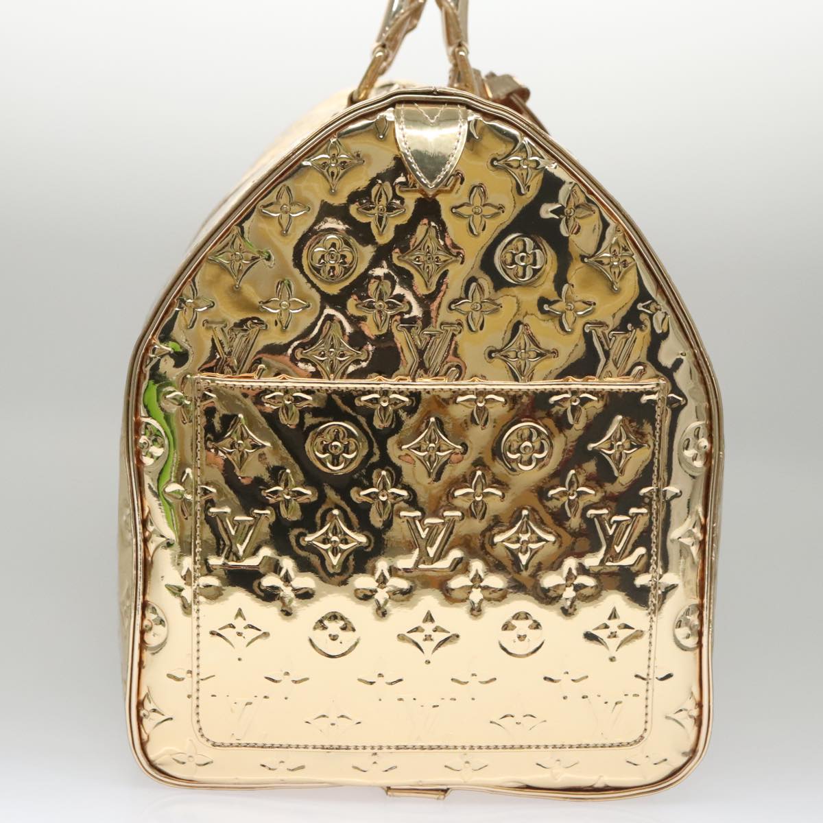 LOUIS VUITTON Monogram Miroir Keepall 55 Boston Bag Gold LV Auth 104239S