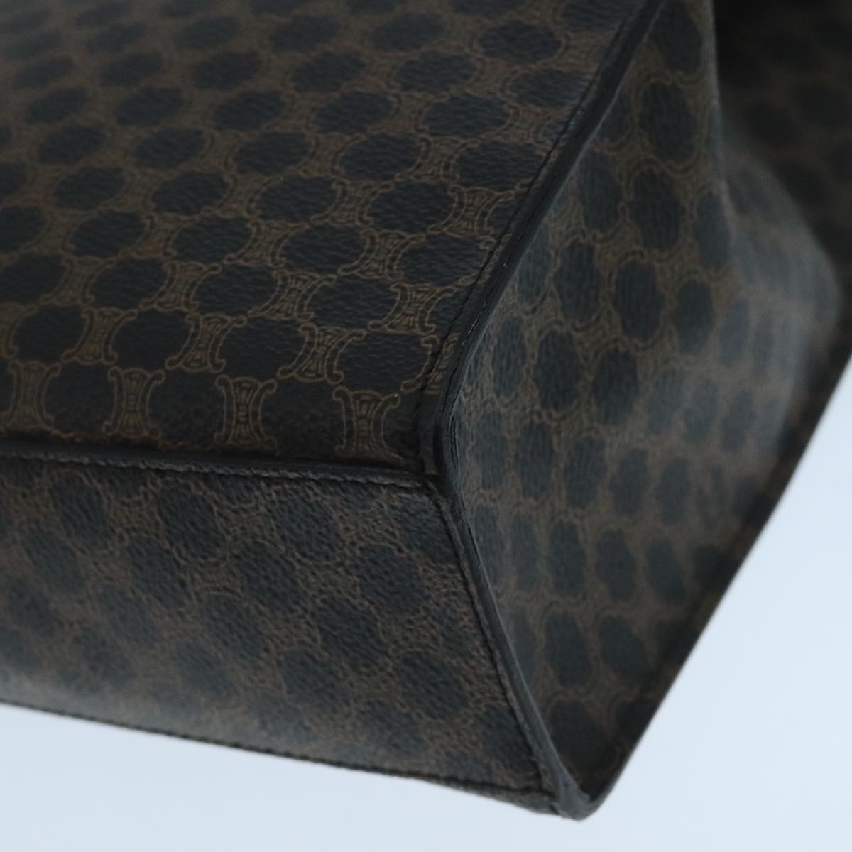 CELINE Macadam Canvas Shoulder Bag PVC Leather Black Gold Auth 104249