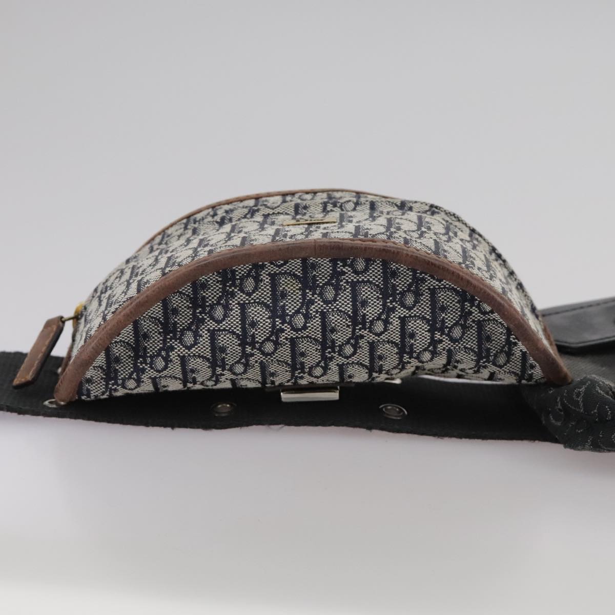 Christian Dior Trotter Canvas Waist bag Navy Silver Auth 104311