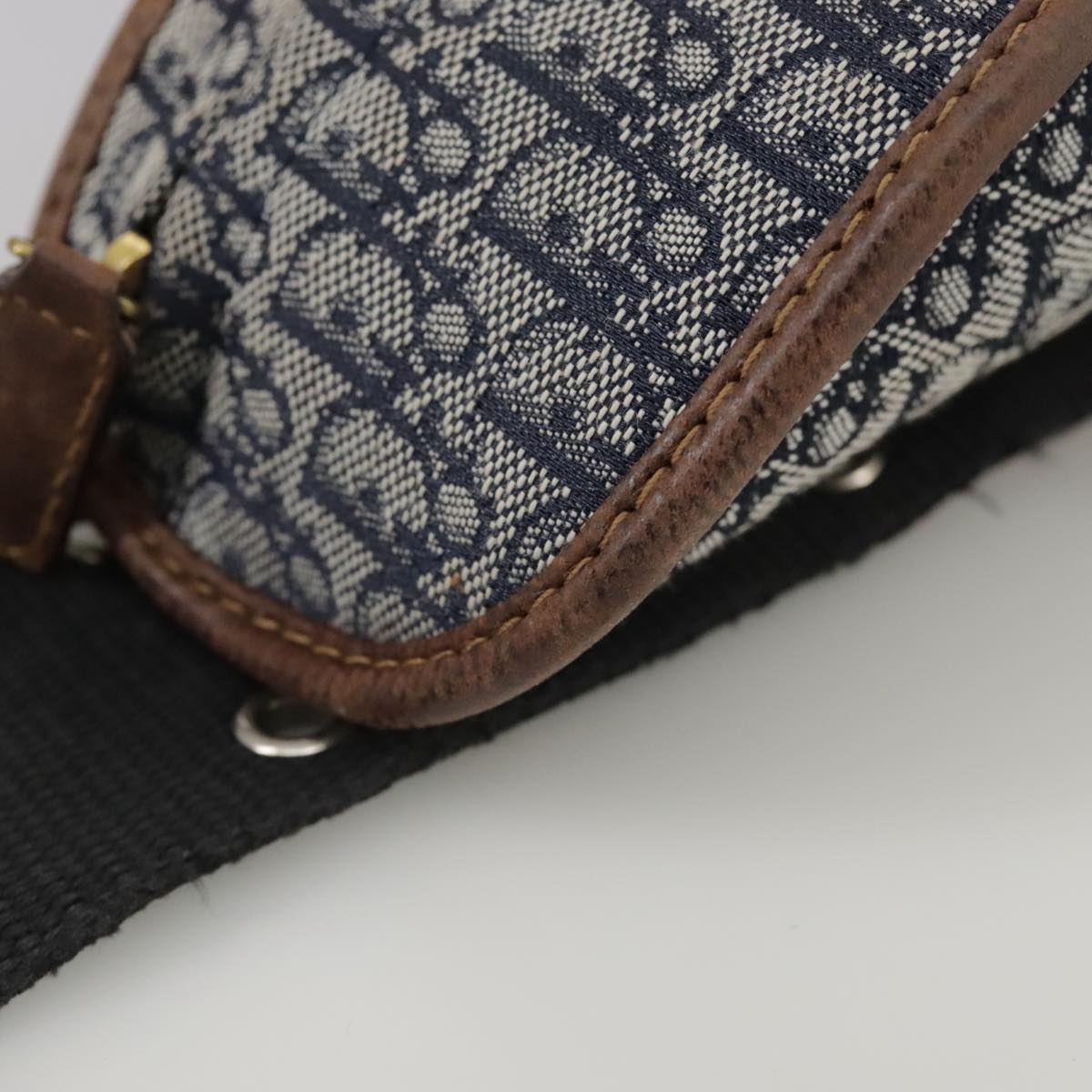 Christian Dior Trotter Canvas Waist bag Navy Silver Auth 104311