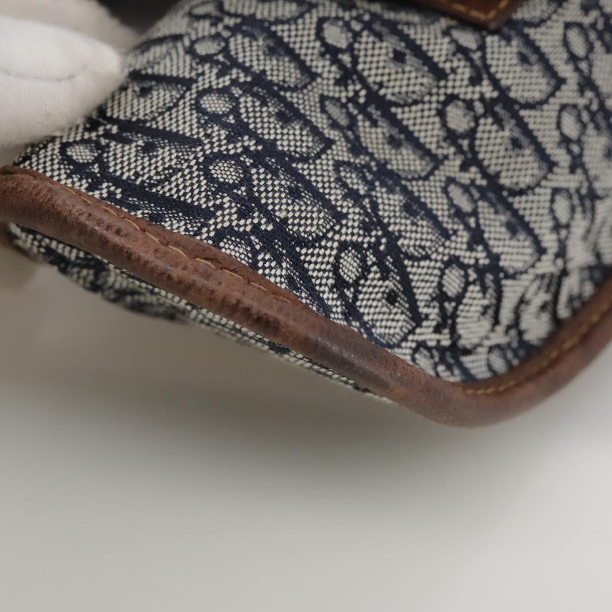 Christian Dior Trotter Canvas Waist bag Navy Silver Auth 104311