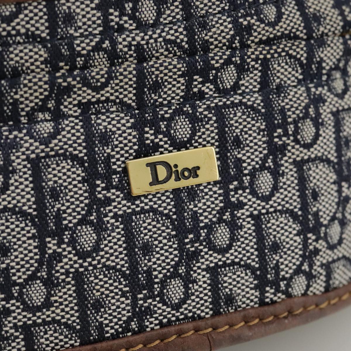 Christian Dior Trotter Canvas Waist bag Navy Silver Auth 104311