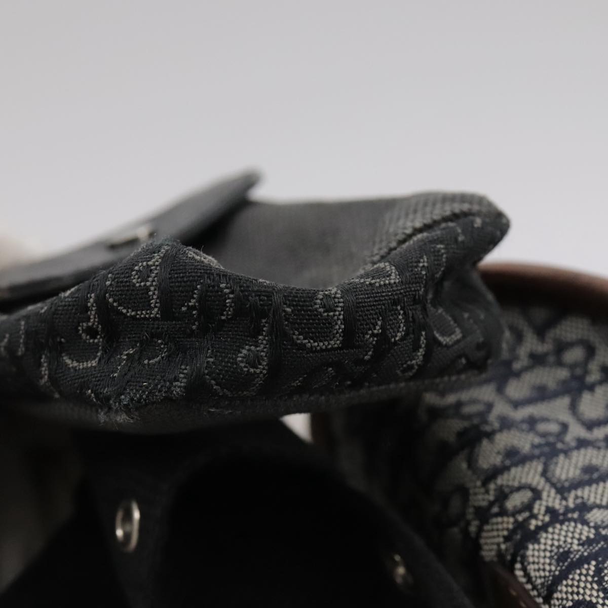 Christian Dior Trotter Canvas Waist bag Navy Silver Auth 104311