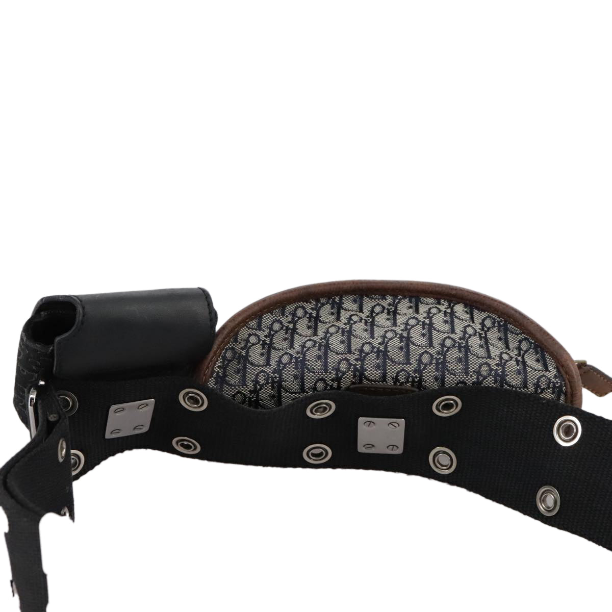 Christian Dior Trotter Canvas Waist bag Navy Silver Auth 104311