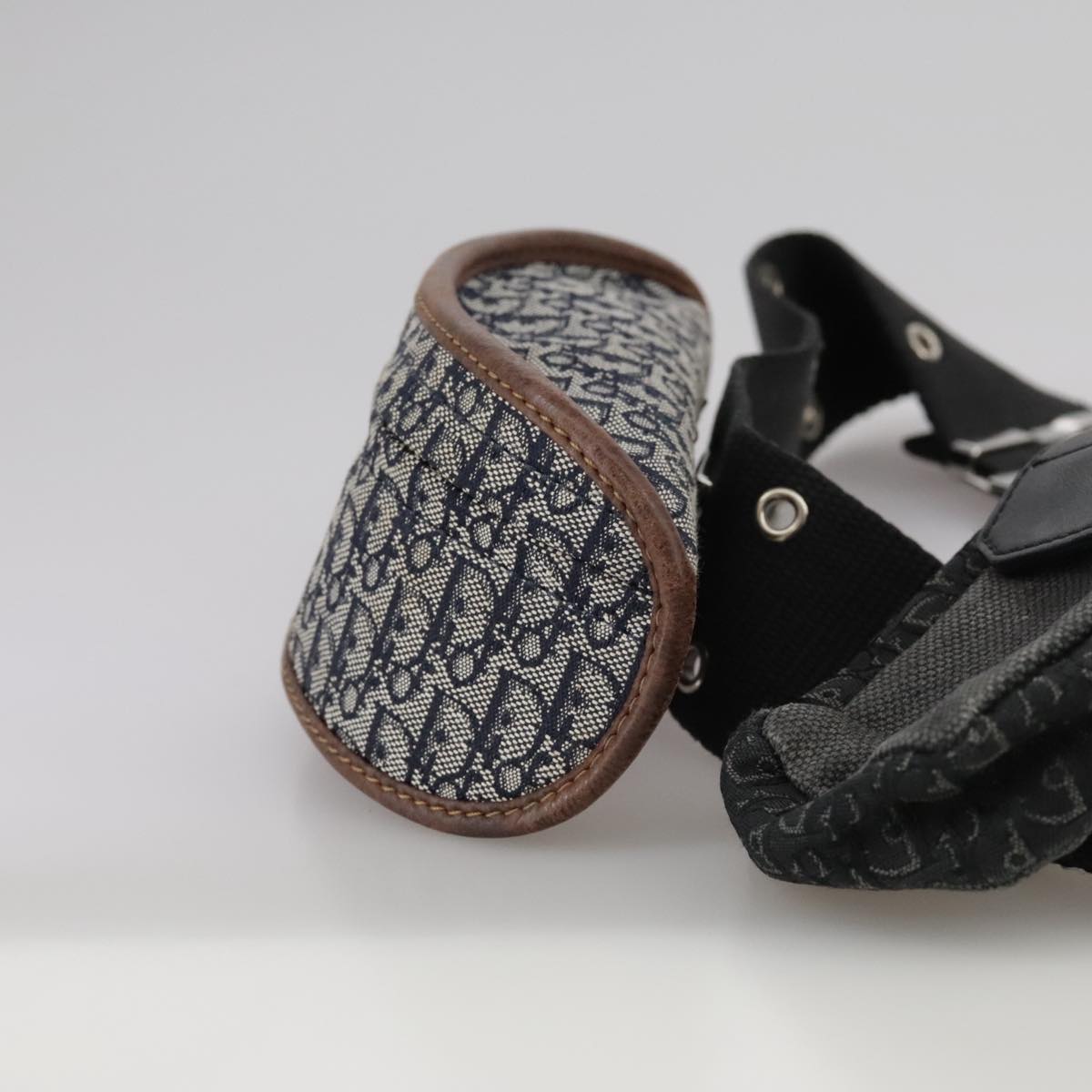 Christian Dior Trotter Canvas Waist bag Navy Silver Auth 104311