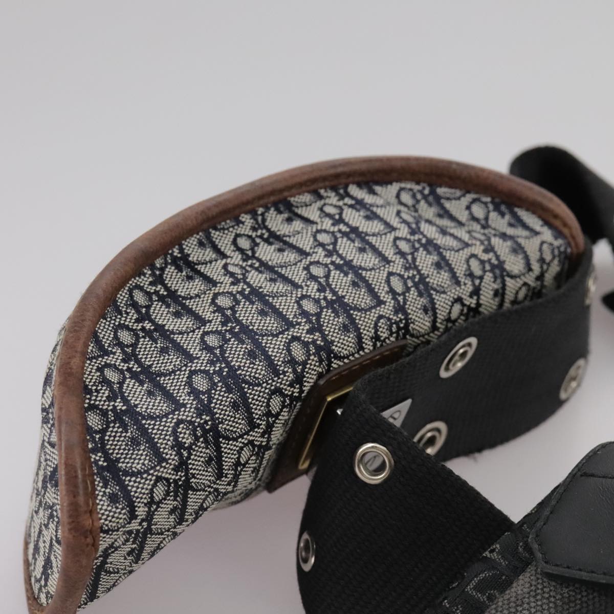 Christian Dior Trotter Canvas Waist bag Navy Silver Auth 104311