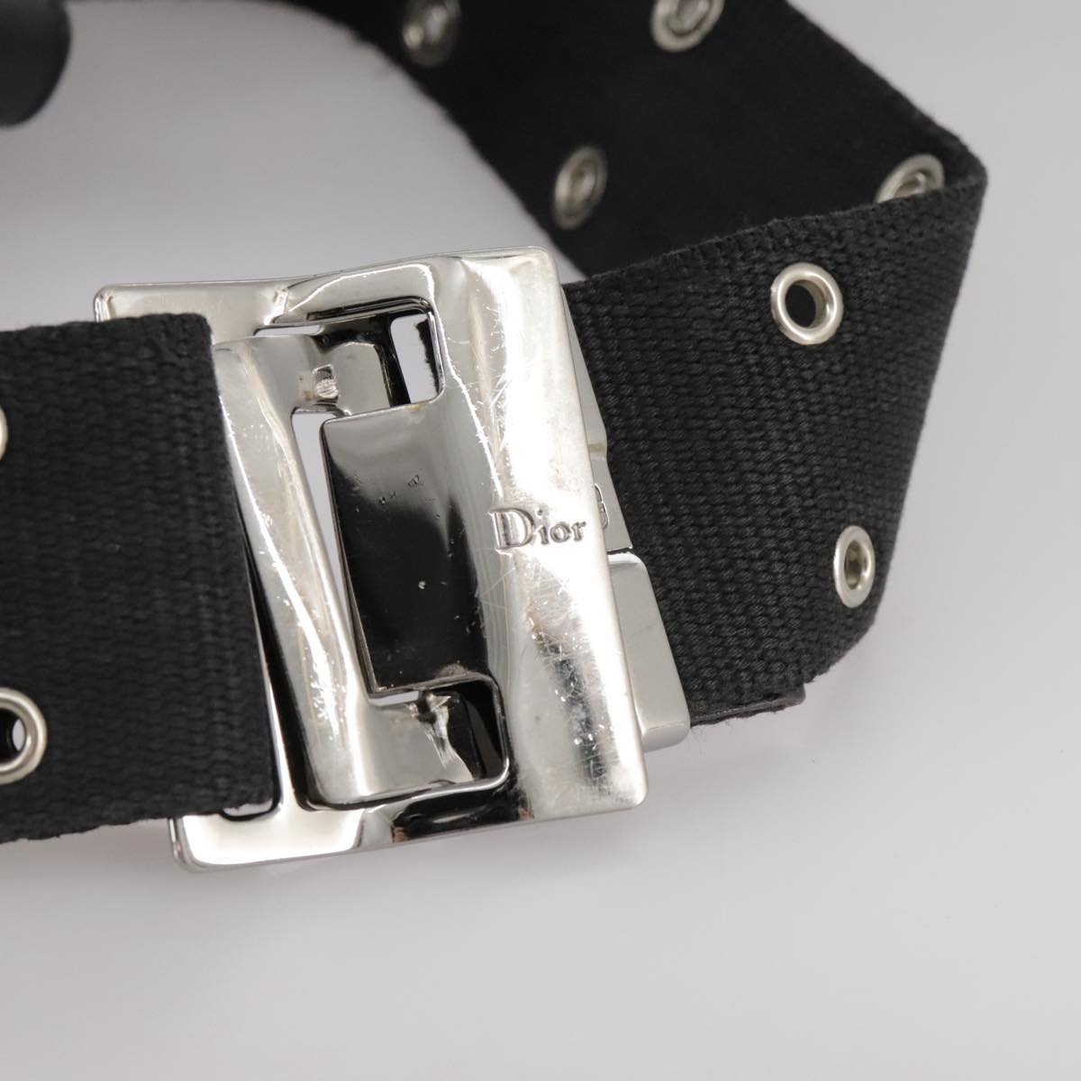 Christian Dior Trotter Canvas Waist bag Navy Silver Auth 104311