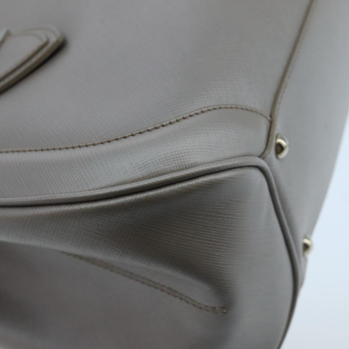 Salvatore Ferragamo Gancini Hand Bag Leather Silver Auth 104358