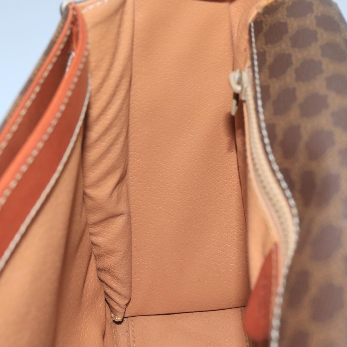 CELINE Macadam Canvas Shoulder Bag PVC Leather Brown Gold Auth 104384