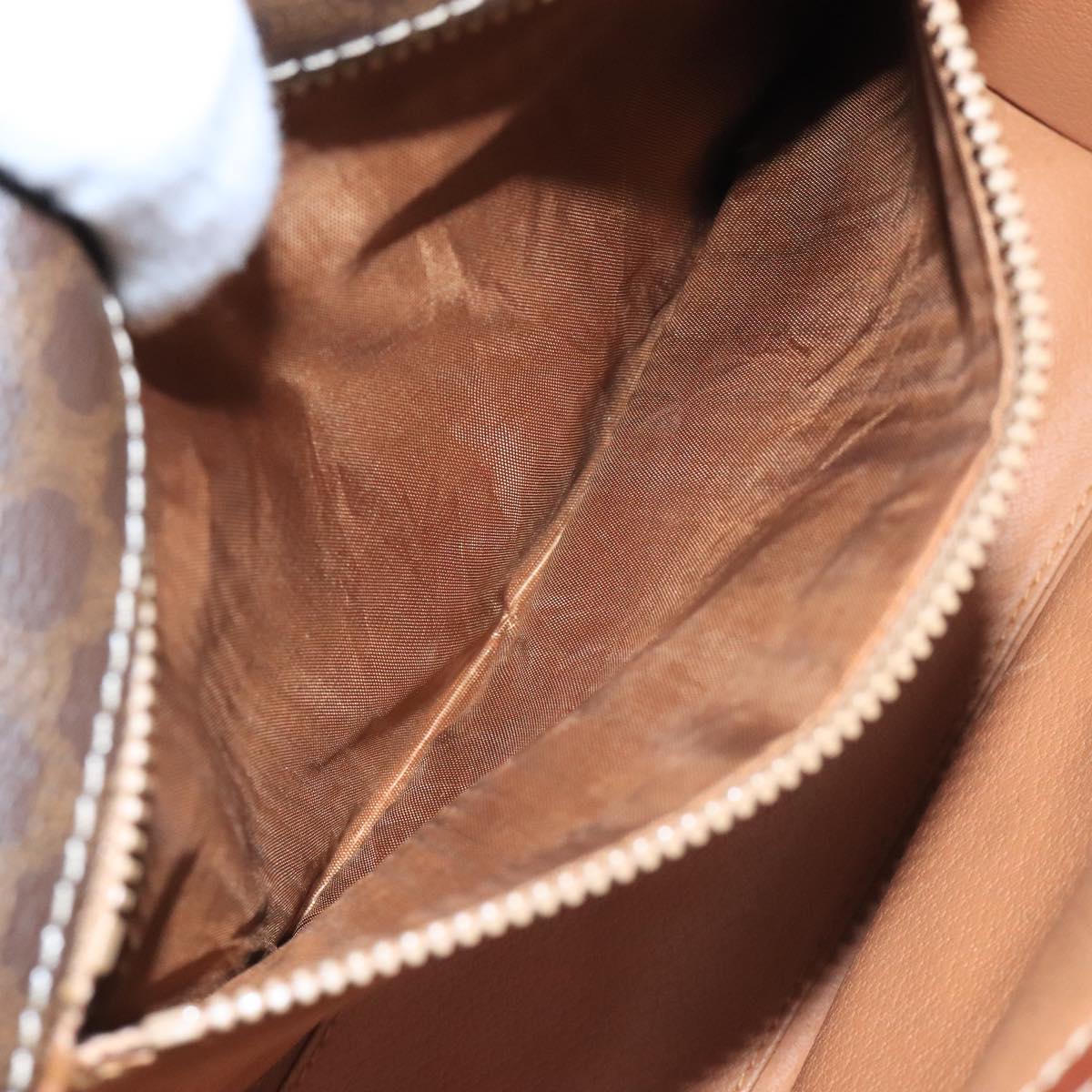 CELINE Macadam Canvas Shoulder Bag PVC Leather Brown Gold Auth 104384