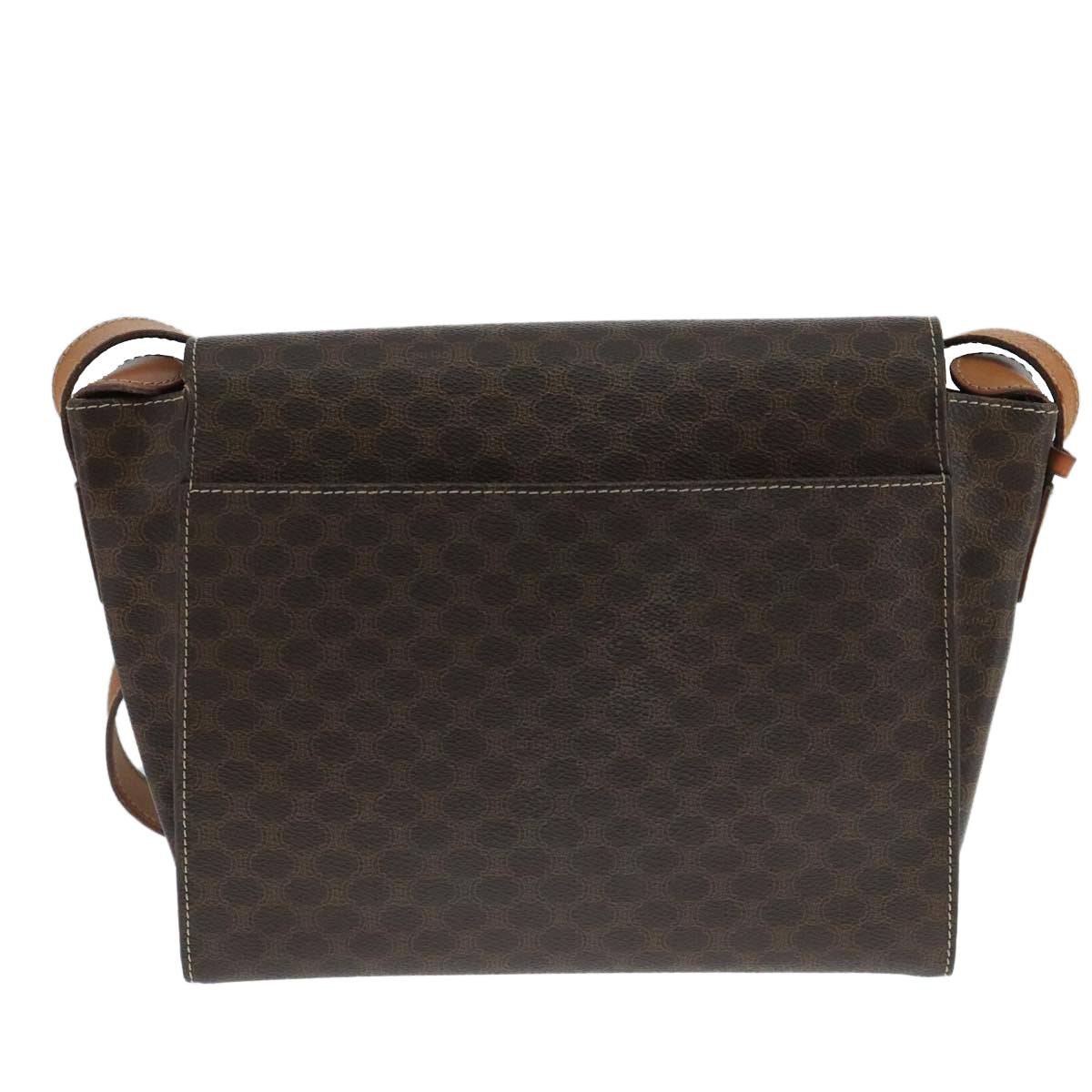 CELINE Macadam Canvas Shoulder Bag PVC Leather Brown Gold Auth 104384