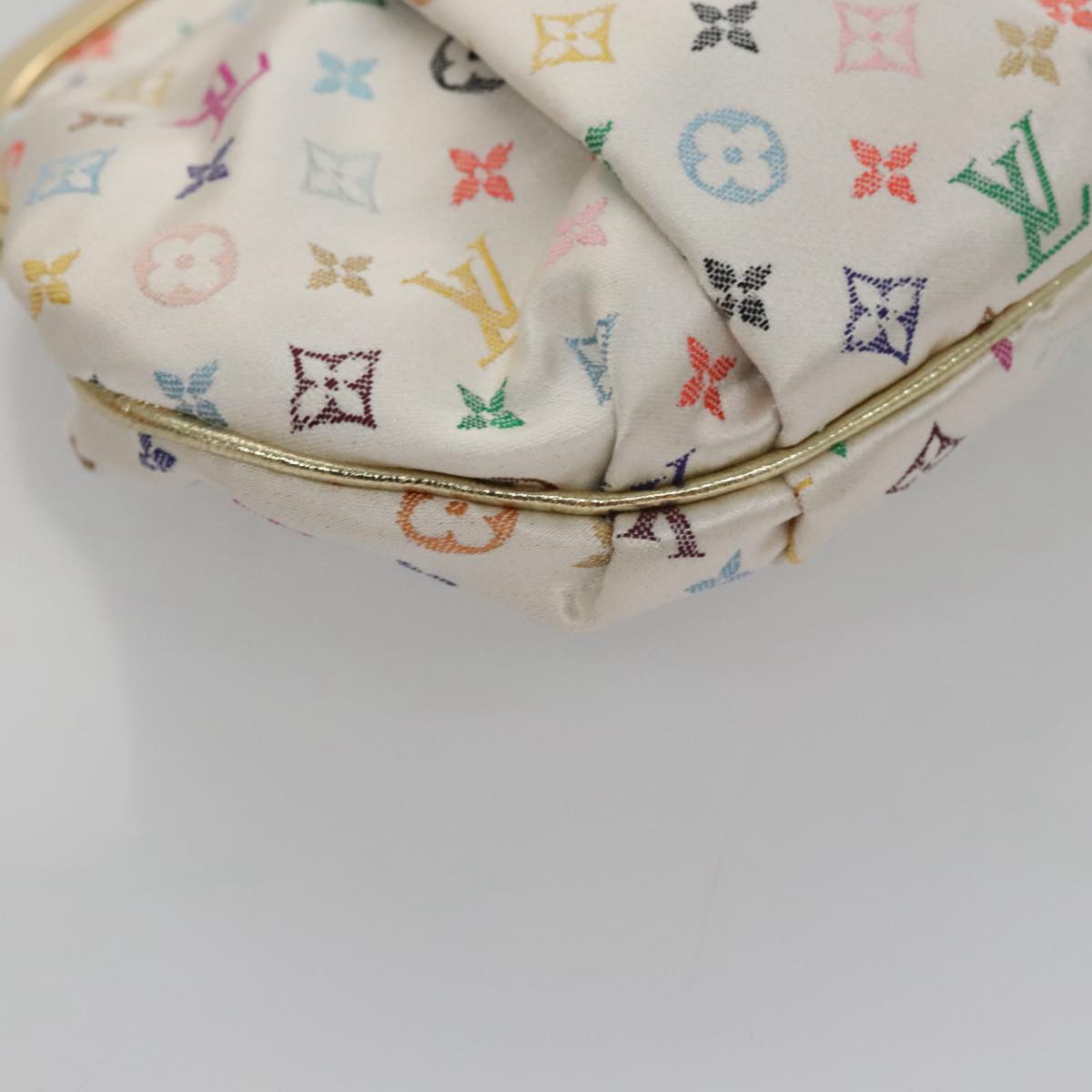 LOUIS VUITTON Multicolor Satin Omoniere Pouch White M92060 LV Auth 104388SV