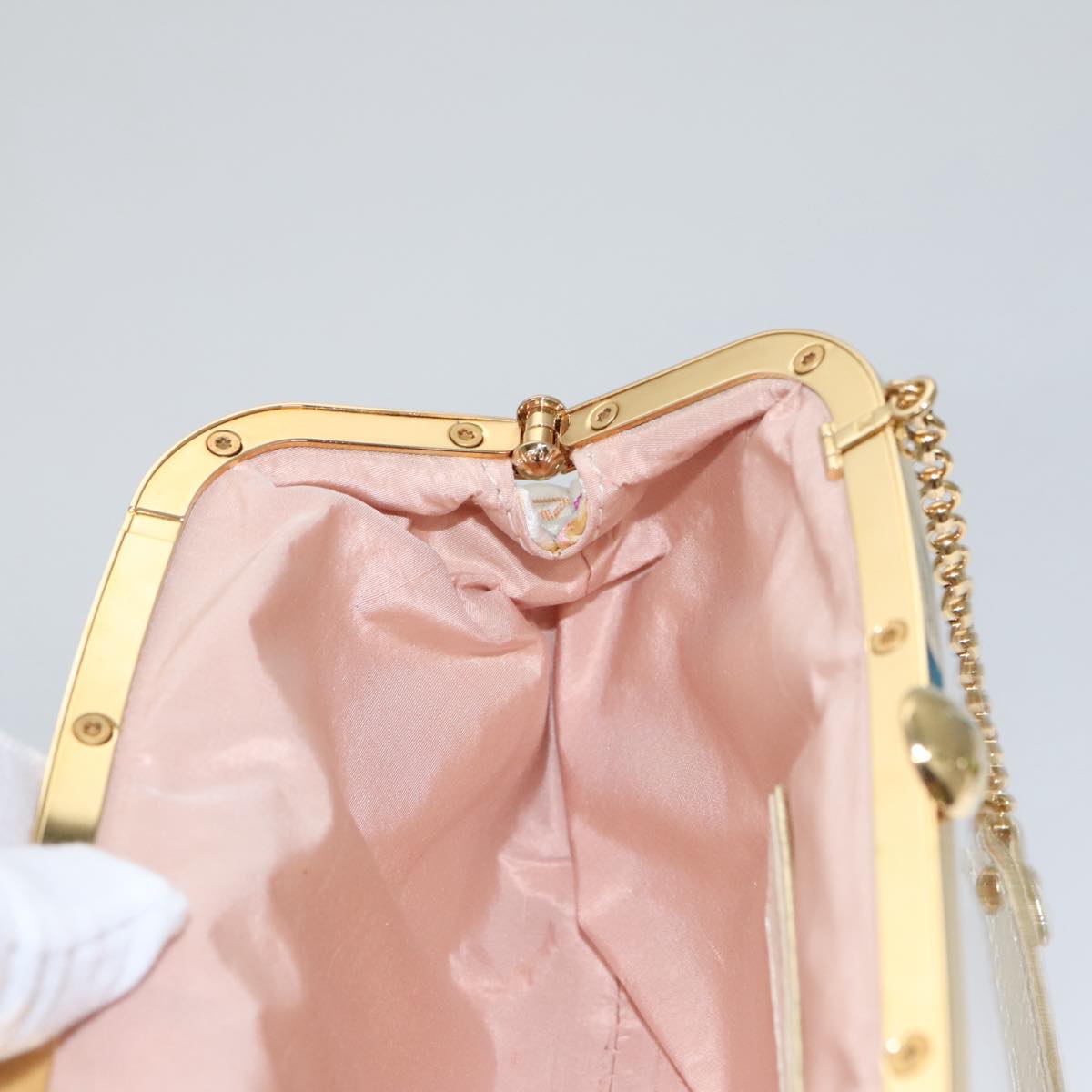 LOUIS VUITTON Multicolor Satin Omoniere Pouch White M92060 LV Auth 104388SV