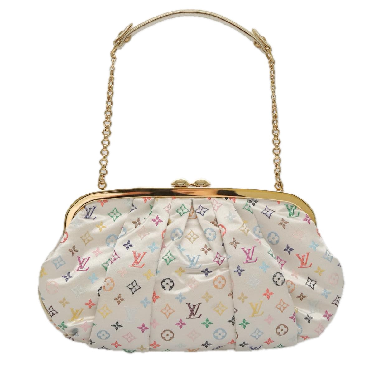 LOUIS VUITTON Multicolor Satin Omoniere Pouch White M92060 LV Auth 104388SV