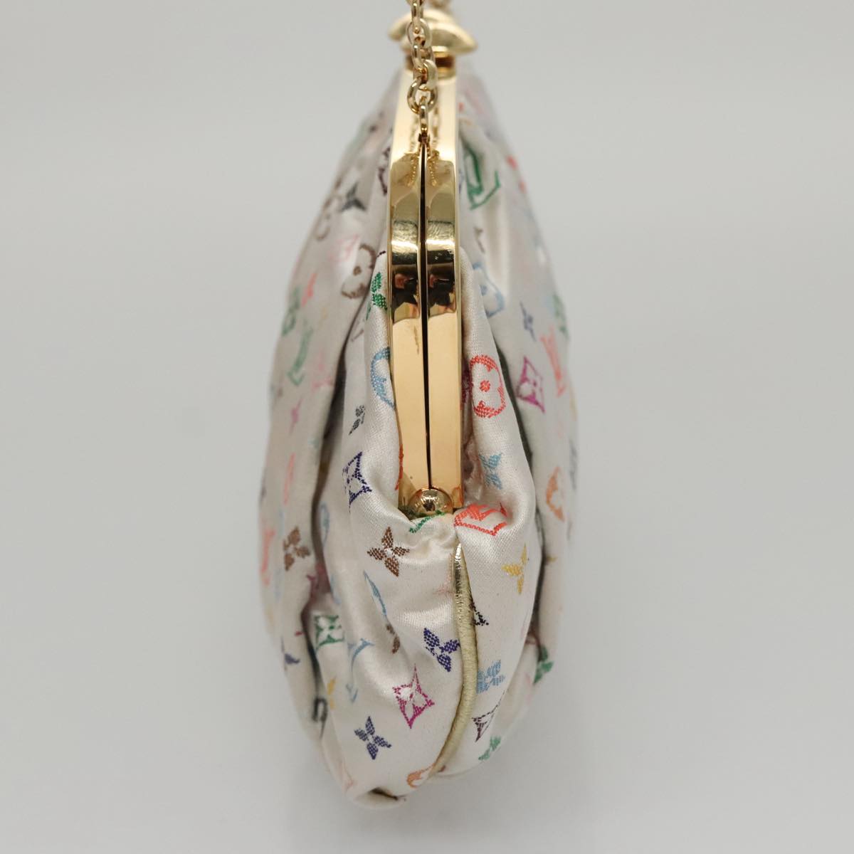 LOUIS VUITTON Multicolor Satin Omoniere Pouch White M92060 LV Auth 104388SV