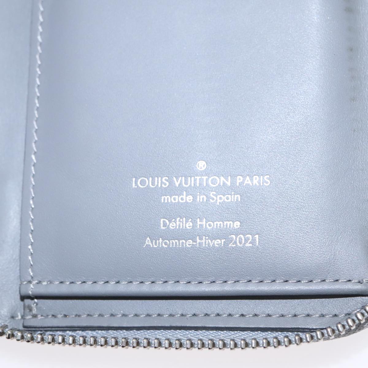LOUIS VUITTON Monogram Miroir Zippy Wallet Vertical Wallet Silver LV Auth 104402