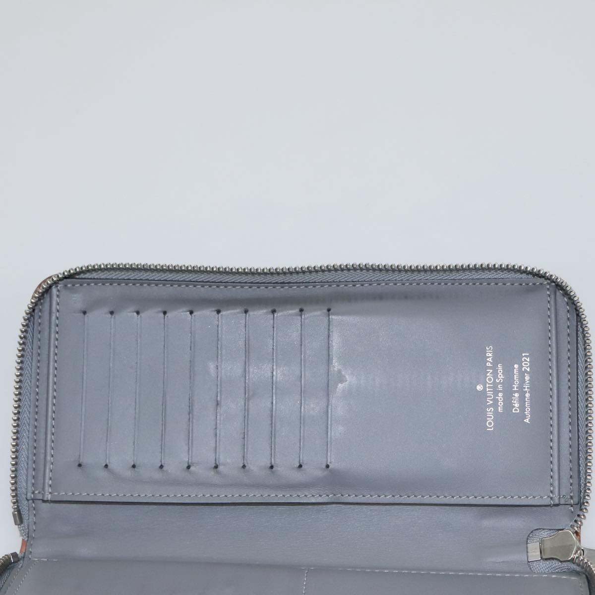 LOUIS VUITTON Monogram Miroir Zippy Wallet Vertical Wallet Silver LV Auth 104402