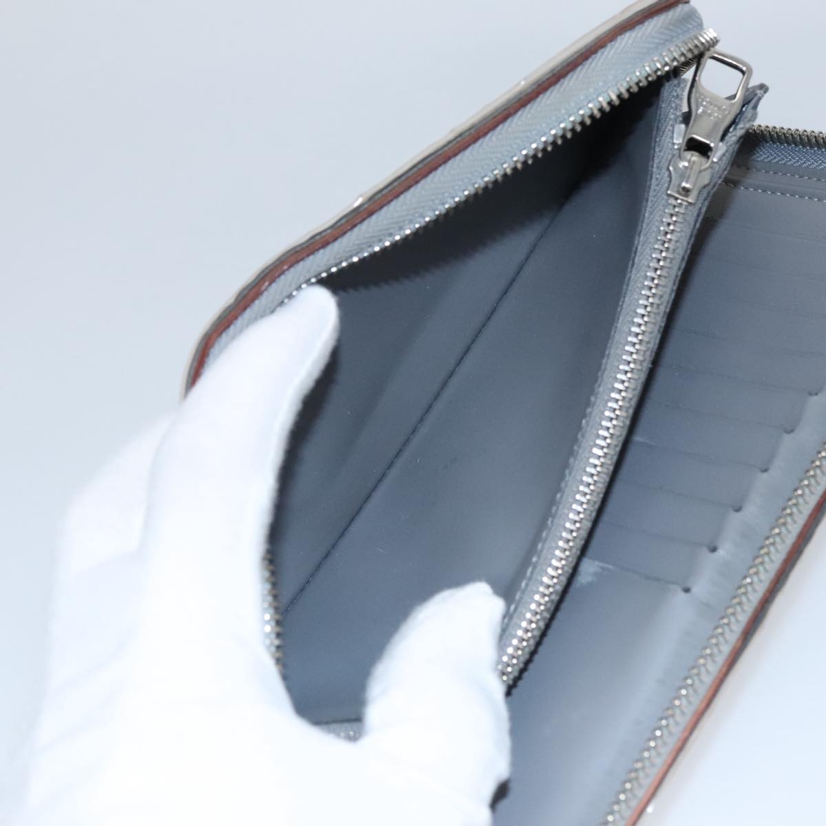 LOUIS VUITTON Monogram Miroir Zippy Wallet Vertical Wallet Silver LV Auth 104402