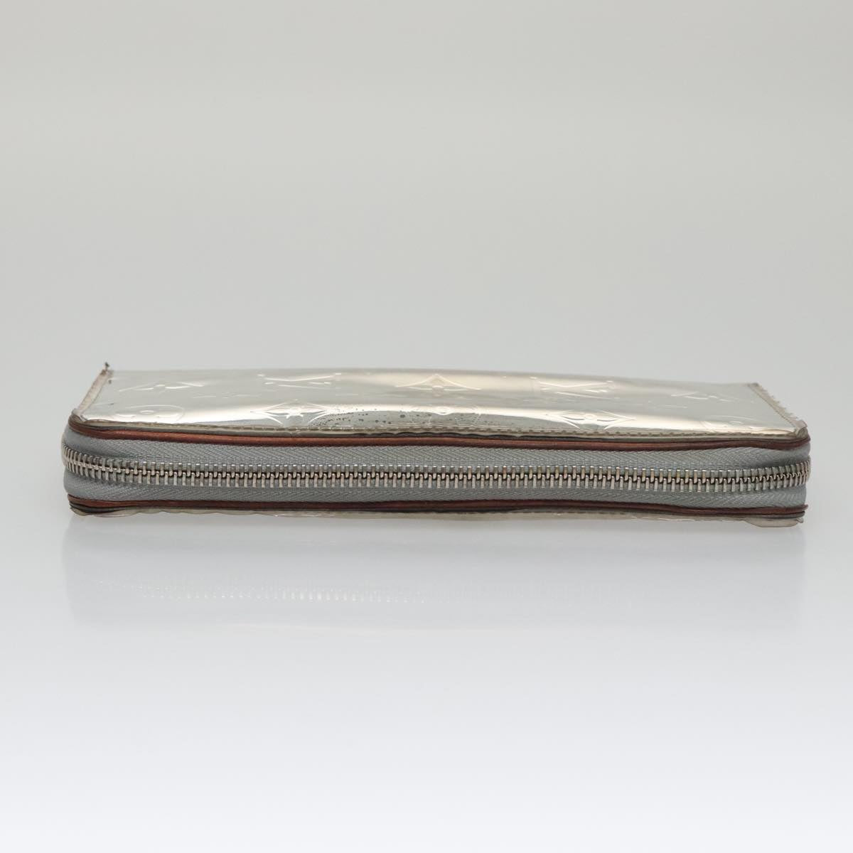 LOUIS VUITTON Monogram Miroir Zippy Wallet Vertical Wallet Silver LV Auth 104402