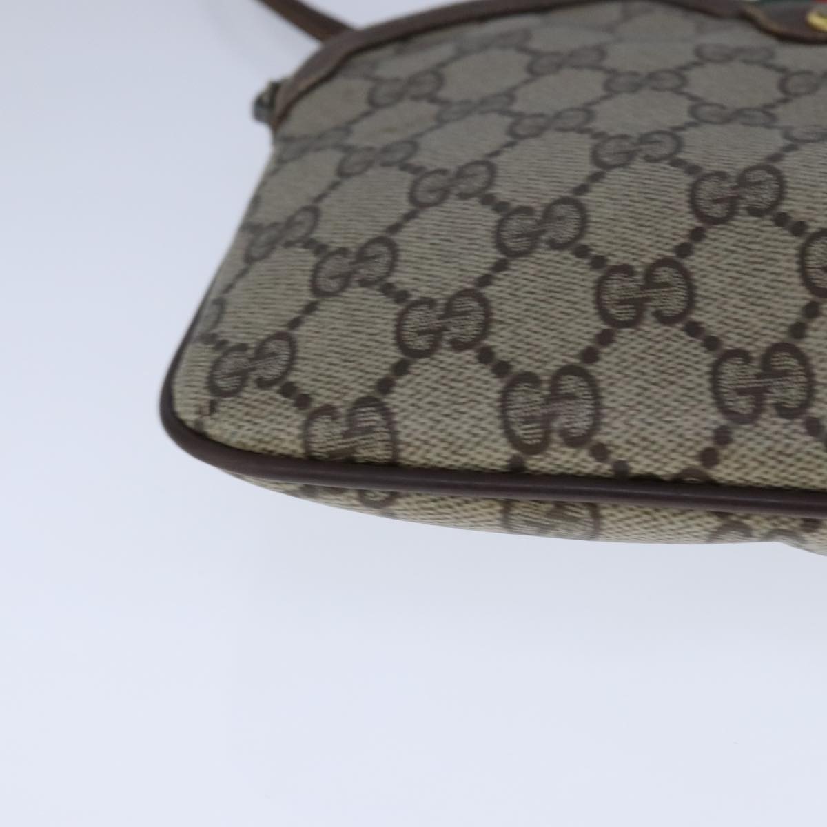 GUCCI GG Supreme Web Sherry Line Shoulder Bag PVC Leather Beige Gold Auth 104419