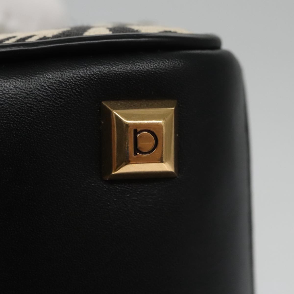 Salvatore Ferragamo Gancini Bag Canvas Leather 2way White Black Auth 104438AV